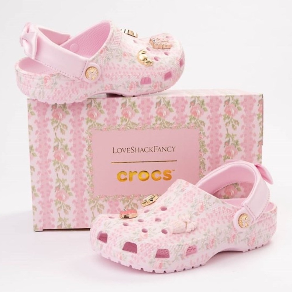 LoveShackFancy crocs kids size 3 pink milk classic clogs / slip on shoes